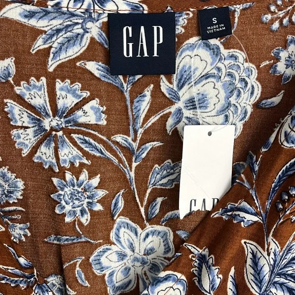 GAP Brown and White Long Sleeve V-Neck Sundress small - Picture 4 of 8